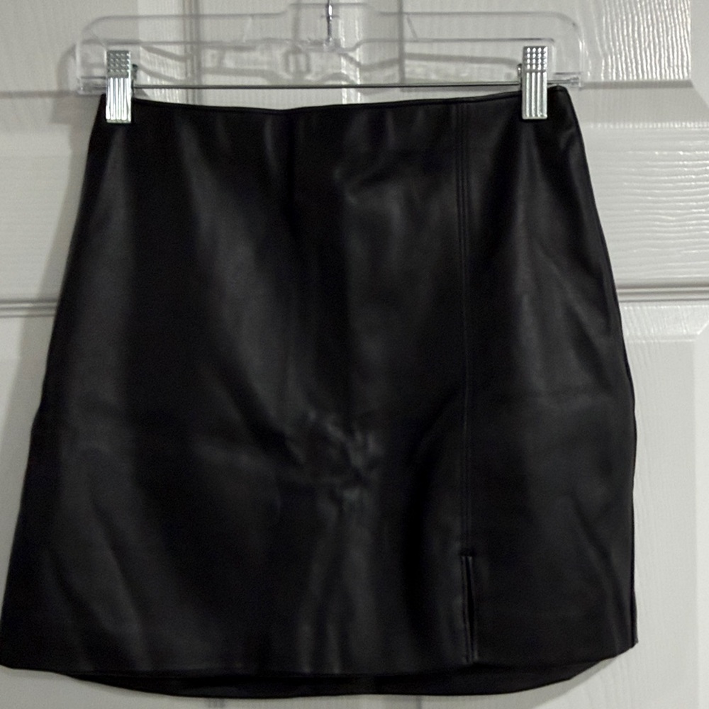 Hollister Black Faux Leather Mini Skirt